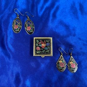 Vintage Earrings With Metal Case